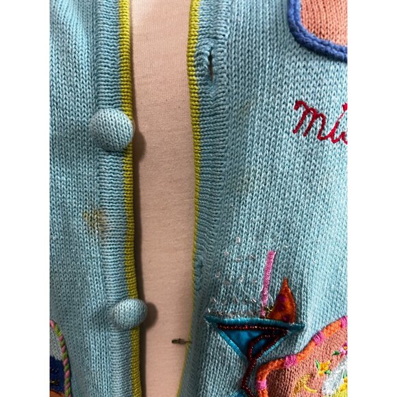 Vintage Oversized Vacation Fun Knit Cardigan Sweater Sz L Womens by Ashlyn Kate - Picture 8 of 11